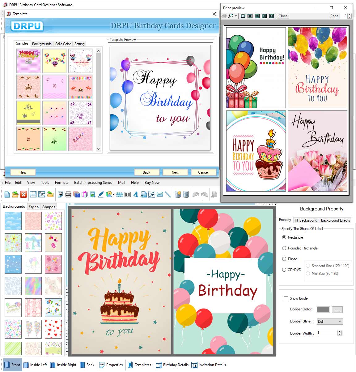 Screenshot of Business Card Maker Software