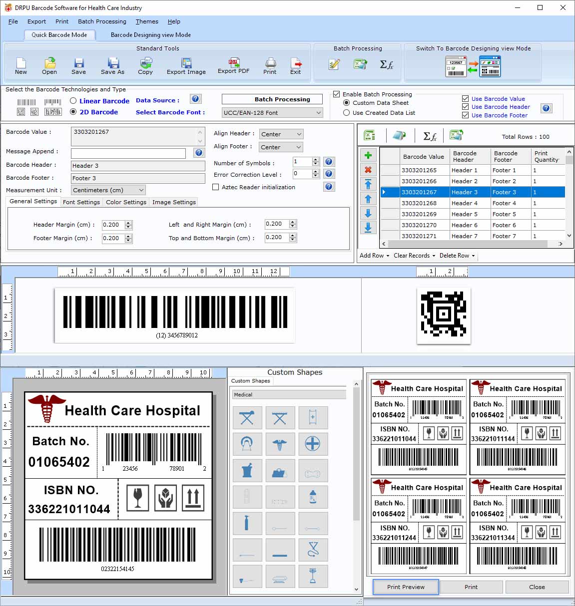 Screenshot of Hospital Barcode Fonts