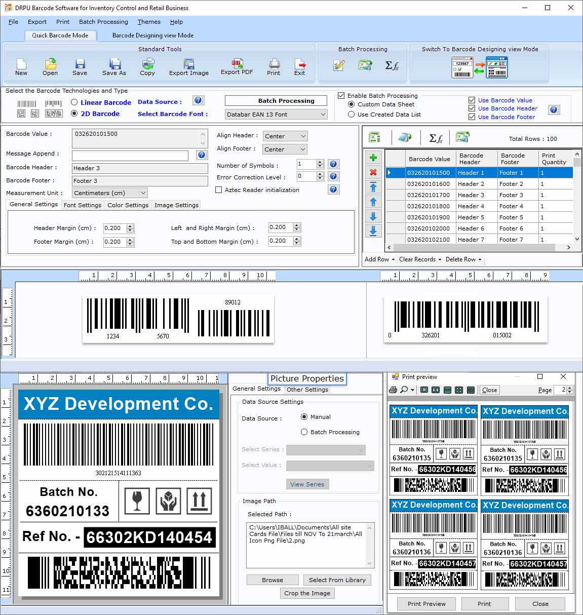 Screenshot of Barcode Maker for Inventory Control