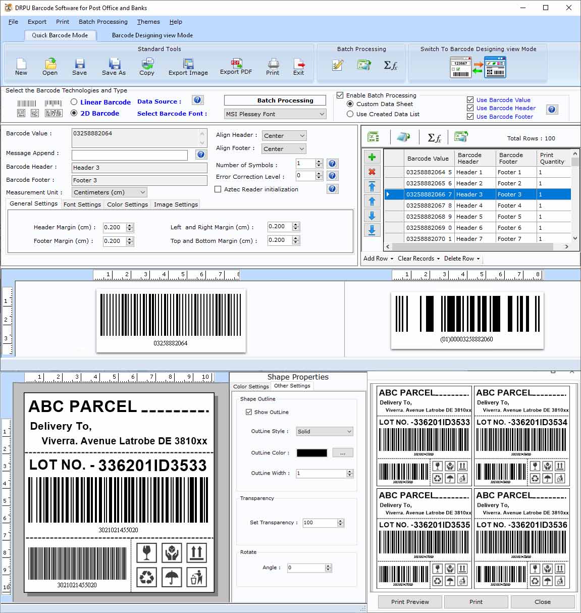 Screenshot of Business Barcode Software