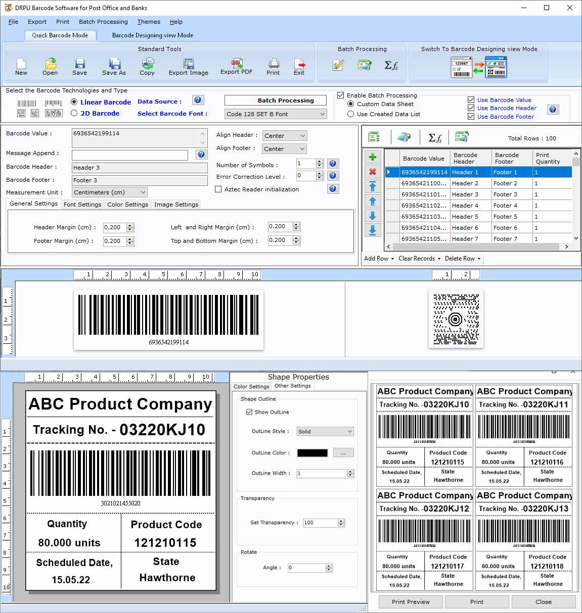 Screenshot of Post Office and Bank Barcode Label Maker 7.3.0.1