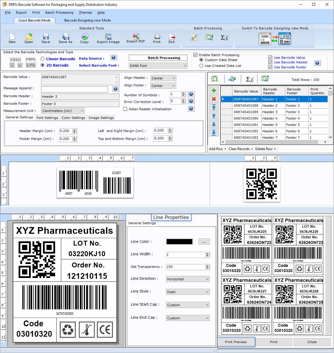Screenshot of Barcode for Distribution Industry