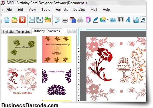 Screenshot of Birthday Cards Designing Software