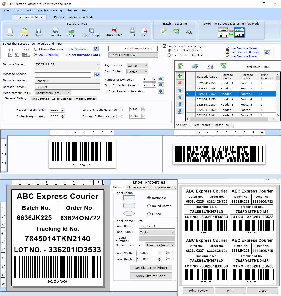 Screenshot of Postal Business Barcode