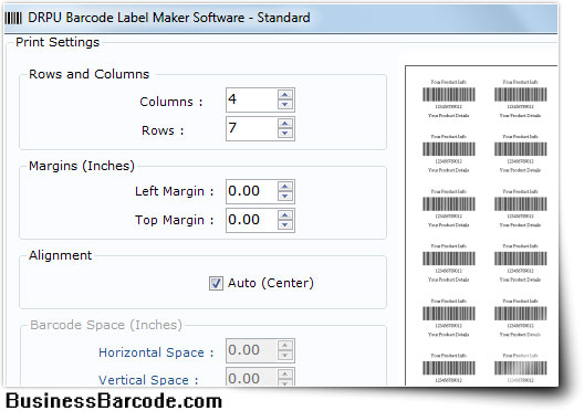 Screenshot of Barcode Label Maker