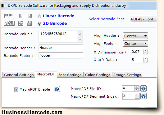 Packaging Supply and Distribution Industry Barcodes Codabar Font General Settings