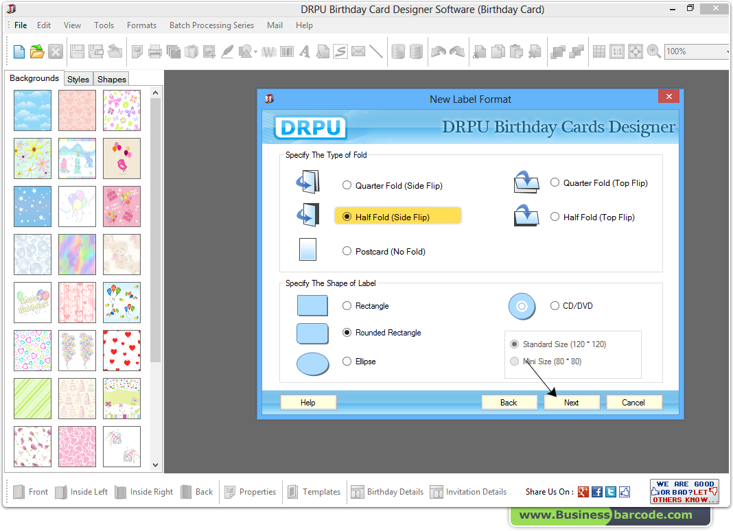 birthday cards maker software screenshots businessbarcode fold maker