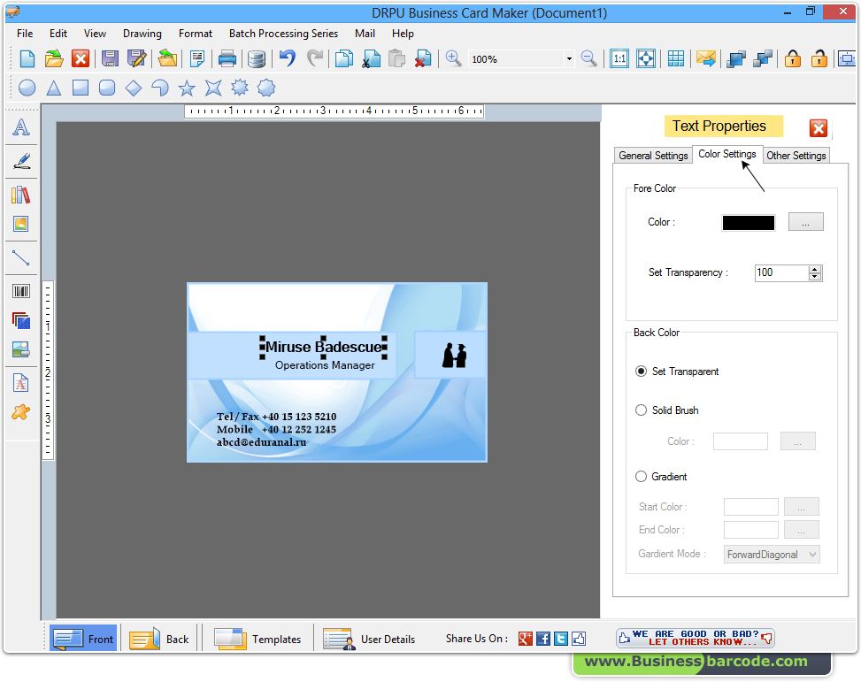 Business Card Maker Software screenshots creates Business cards