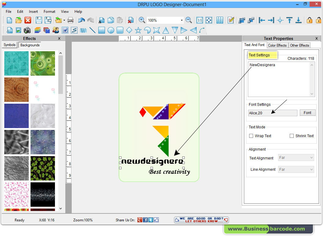 Screenshots Logo Designer Software to create business logo