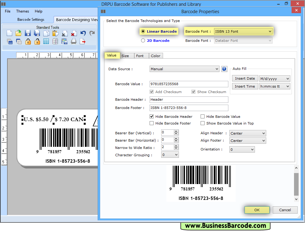 Stregkode Label Maker Software (Forlag industri)