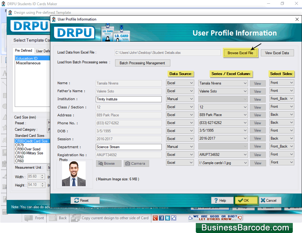 Create student id cards using Student ID Cards Maker Software