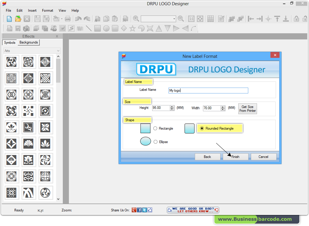 Screenshots Logo Designer Software to create business logo