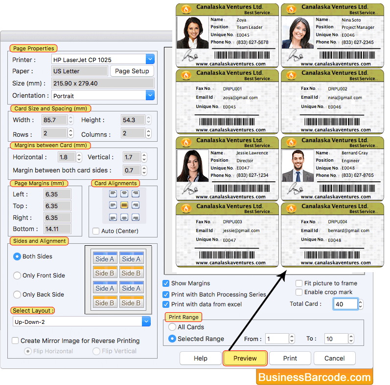 Mac ID Cards Maker (Corporate Edition) Screenshots BusinessBarcode