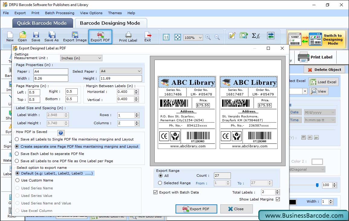 Publisher Barcode Print Preview