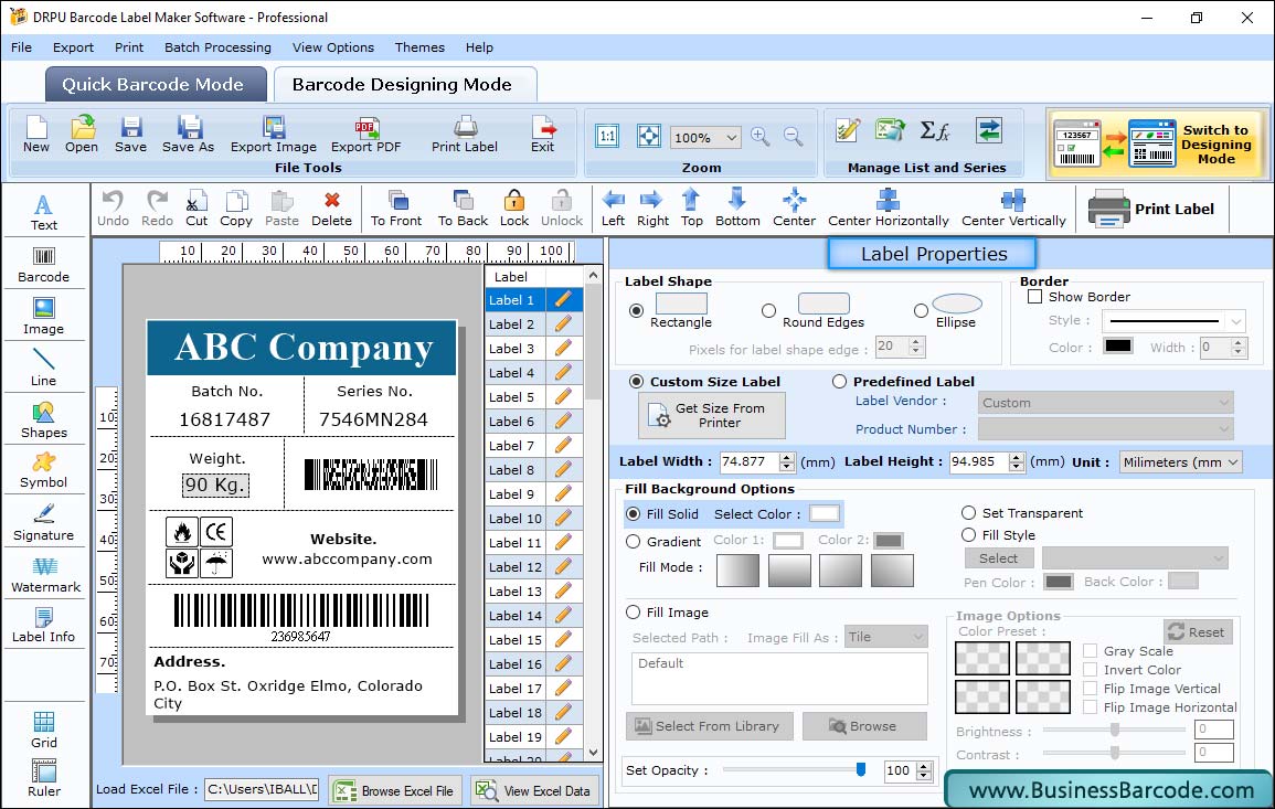 Label Properties