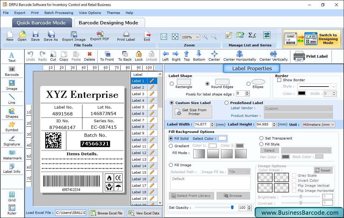 Retail Business Barcode Label Maker