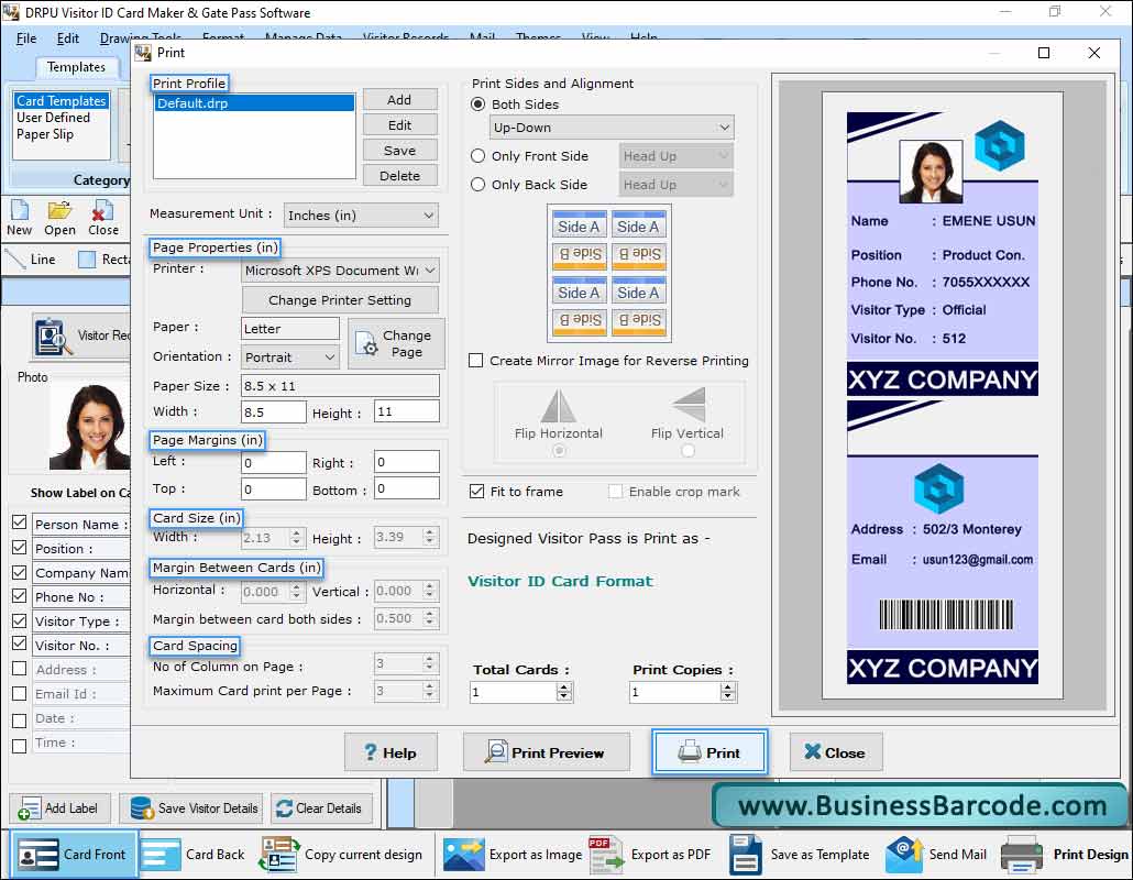 Gate Pass ID Cards Maker Software